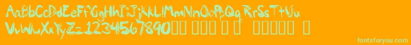Paintypaint1-Schriftart – Grüne Schriften auf orangefarbenem Hintergrund