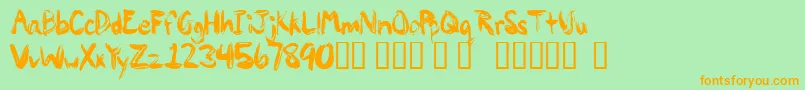 Paintypaint1-Schriftart – Orangefarbene Schriften auf grünem Hintergrund