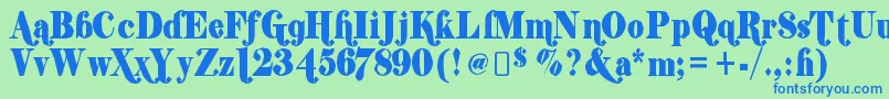 Fonte ShiftychicatwoRegular – fontes azuis em um fundo verde
