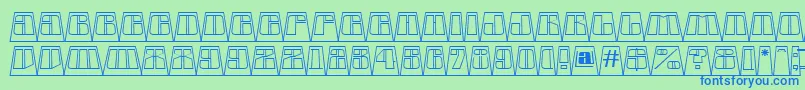 AGlobuscmotllnbk-fontti – siniset fontit vihreällä taustalla