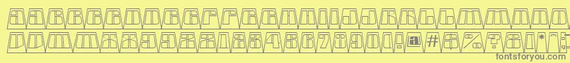 AGlobuscmotllnbk-Schriftart – Graue Schriften auf gelbem Hintergrund