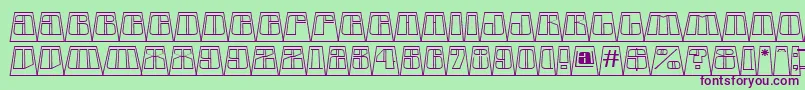 AGlobuscmotllnbk-fontti – violetit fontit vihreällä taustalla