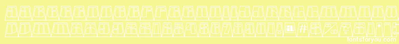 AGlobuscmotllnbk-fontti – valkoiset fontit keltaisella taustalla