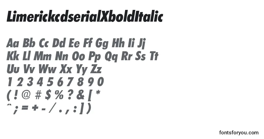 Police LimerickcdserialXboldItalic - Alphabet, Chiffres, Caractères Spéciaux