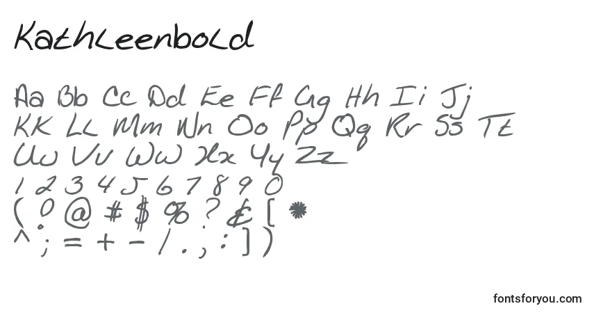 Czcionka Kathleenbold – alfabet, cyfry, specjalne znaki