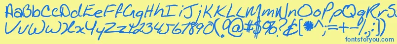 Kathleenbold Font – Blue Fonts on Yellow Background