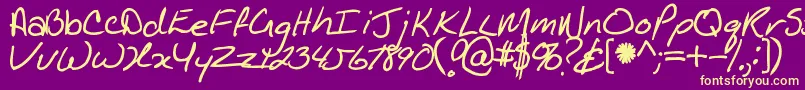 Kathleenbold Font – Yellow Fonts on Purple Background
