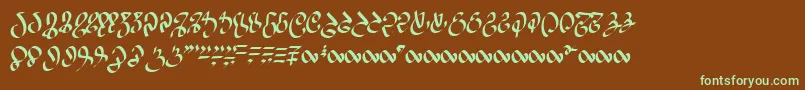 フォントWizardspeak – 緑色の文字が茶色の背景にあります。