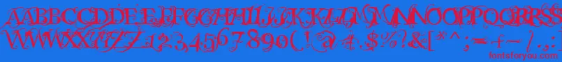 Macabra ffy Font – Red Fonts on Blue Background