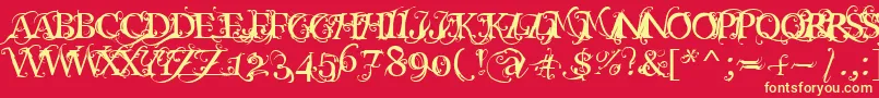 Macabra ffy-Schriftart – Gelbe Schriften auf rotem Hintergrund