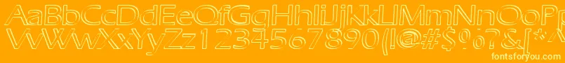 RuffianOutline-Schriftart – Gelbe Schriften auf orangefarbenem Hintergrund