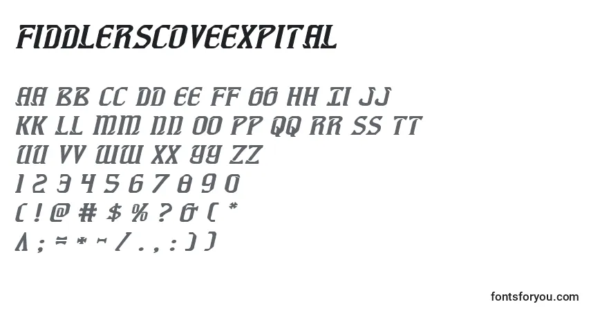 Schriftart Fiddlerscoveexpital – Alphabet, Zahlen, spezielle Symbole
