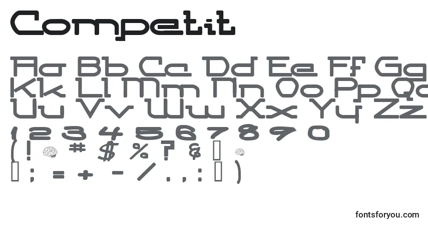 Czcionka Competit – alfabet, cyfry, specjalne znaki