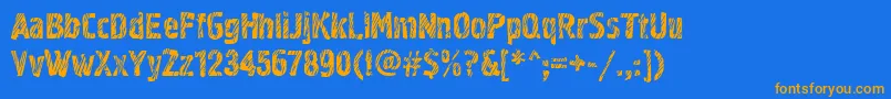 フォントGrf02zC – オレンジ色の文字が青い背景にあります。