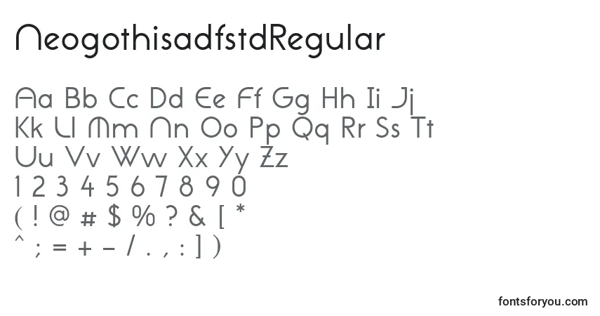 A fonte NeogothisadfstdRegular – alfabeto, números, caracteres especiais