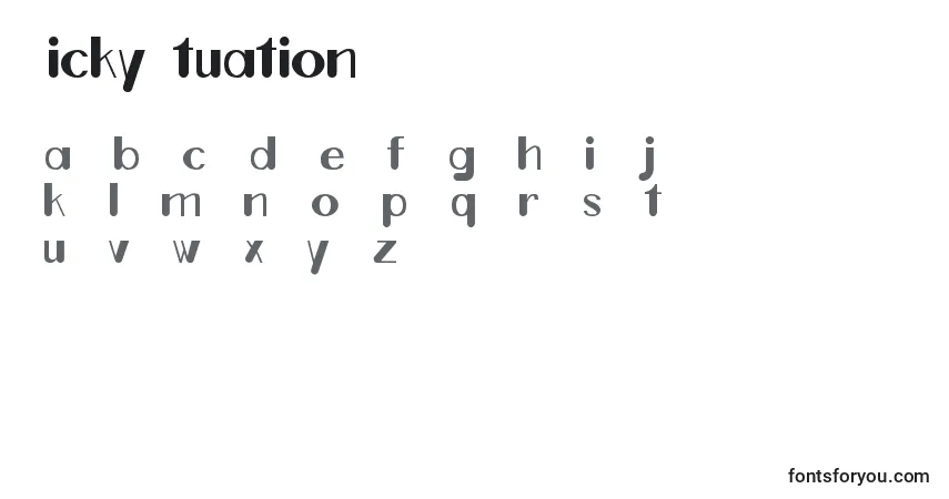 Czcionka TickyItuation – alfabet, cyfry, specjalne znaki