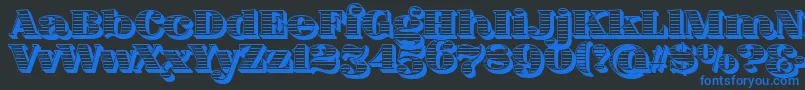 FatFlamingo5Woodcut Font – Blue Fonts on Black Background