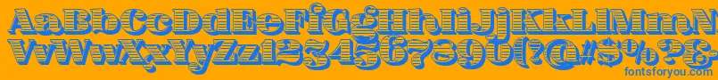 fuente FatFlamingo5Woodcut – Fuentes Azules Sobre Fondo Naranja