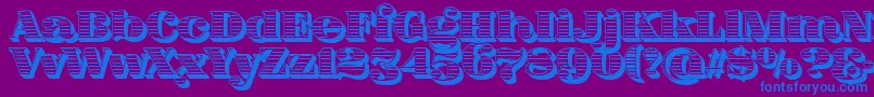 FatFlamingo5Woodcut Font – Blue Fonts on Purple Background