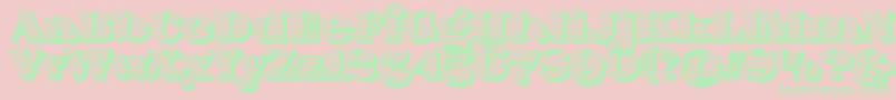 FatFlamingo5Woodcut Font – Green Fonts on Pink Background