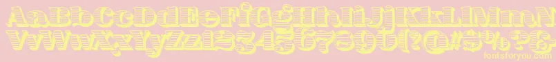 Подробнее о шрифте FatFlamingo5Woodcut Шрифт FatFlamingo5Woodcut – жёлтые шрифты на розовом фоне
