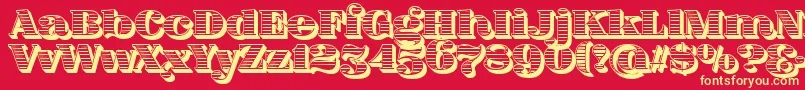 FatFlamingo5Woodcut Font – Yellow Fonts on Red Background