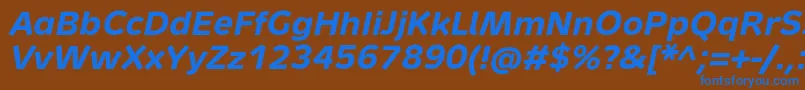 フォントMetronTextProBoldItalic – 茶色の背景に青い文字