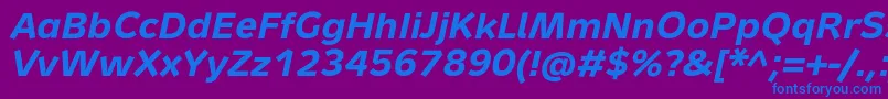 MetronTextProBoldItalic Font – Blue Fonts on Purple Background