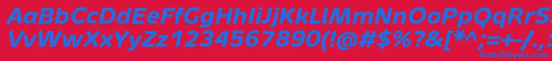 MetronTextProBoldItalic Font – Blue Fonts on Red Background