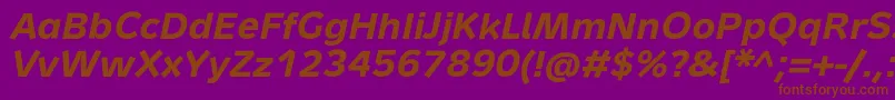 MetronTextProBoldItalic Font – Brown Fonts on Purple Background