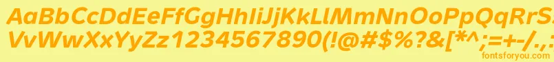 MetronTextProBoldItalic Font – Orange Fonts on Yellow Background