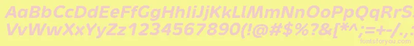 MetronTextProBoldItalic Font – Pink Fonts on Yellow Background