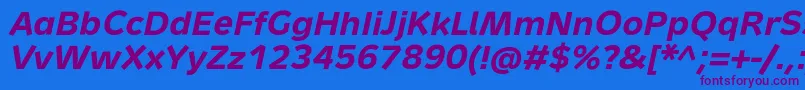 MetronTextProBoldItalic Font – Purple Fonts on Blue Background