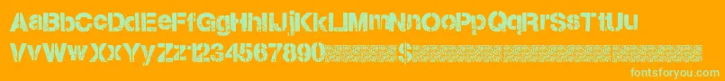 Citystencil Font – Green Fonts on Orange Background