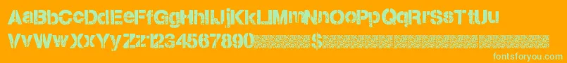 Citystencil-Schriftart – Grüne Schriften auf orangefarbenem Hintergrund