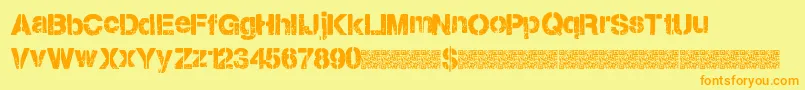フォントCitystencil – オレンジの文字が黄色の背景にあります。