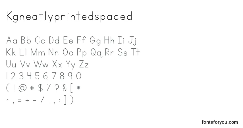 Schriftart Kgneatlyprintedspaced – Alphabet, Zahlen, spezielle Symbole