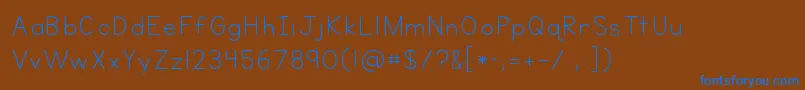 Kgneatlyprintedspaced Font – Blue Fonts on Brown Background