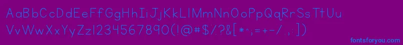 フォントKgneatlyprintedspaced – 紫色の背景に青い文字