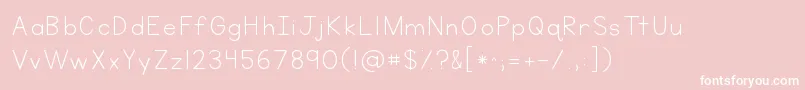 Kgneatlyprintedspaced-fontti – valkoiset fontit vaaleanpunaisella taustalla