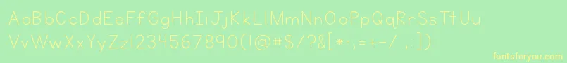 Kgneatlyprintedspaced-fontti – keltaiset fontit vihreällä taustalla