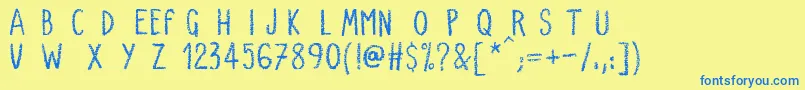 VerySimpleChalk Font – Blue Fonts on Yellow Background