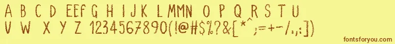 VerySimpleChalk Font – Brown Fonts on Yellow Background