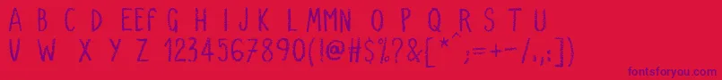 VerySimpleChalk Font – Purple Fonts on Red Background