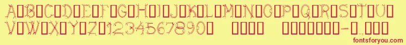 CfdwarfRegular-fontti – punaiset fontit keltaisella taustalla