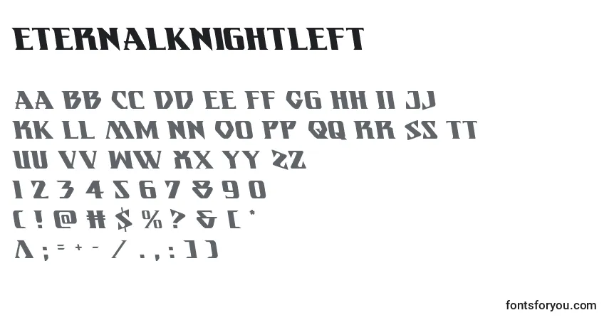 Czcionka Eternalknightleft – alfabet, cyfry, specjalne znaki
