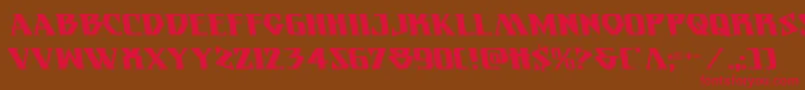 フォントEternalknightleft – 赤い文字が茶色の背景にあります。