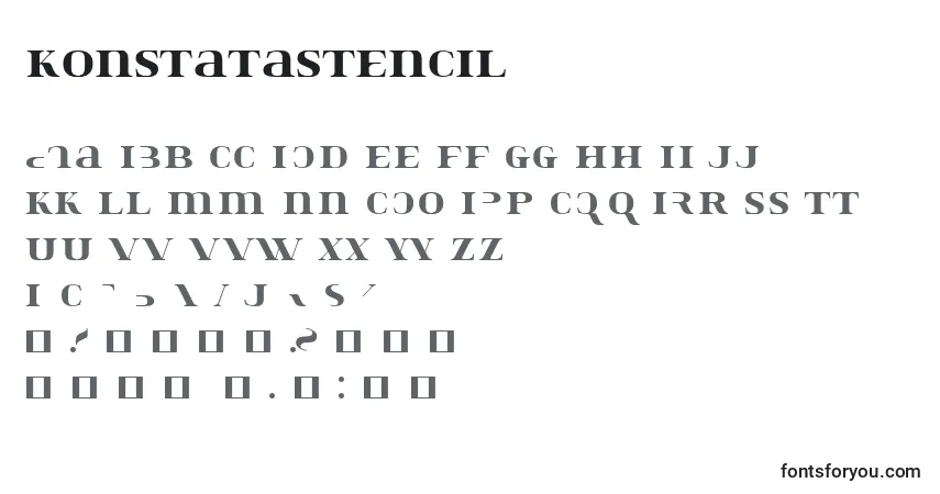 Konstatastencil-fontti – aakkoset, numerot, erikoismerkit