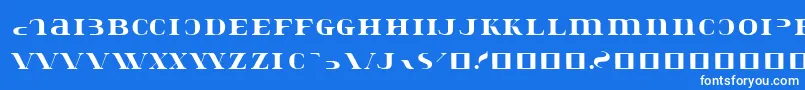 フォントKonstatastencil – 青い背景に白い文字