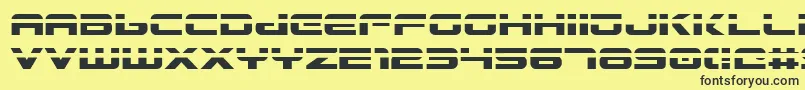 Gunship Laser-fontti – mustat fontit keltaisella taustalla